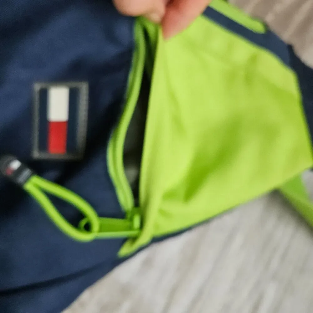 Tommy Hilfiger‎ Logo Blue Lime Green Crossbody Sling Ergo Bag Backpack Vintage